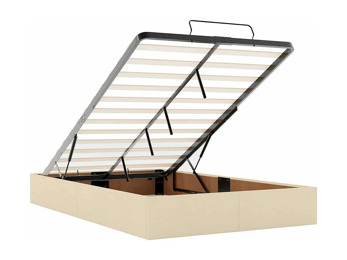 Cadre de lit ottoman avec matelas crème 120x190 cm tissu