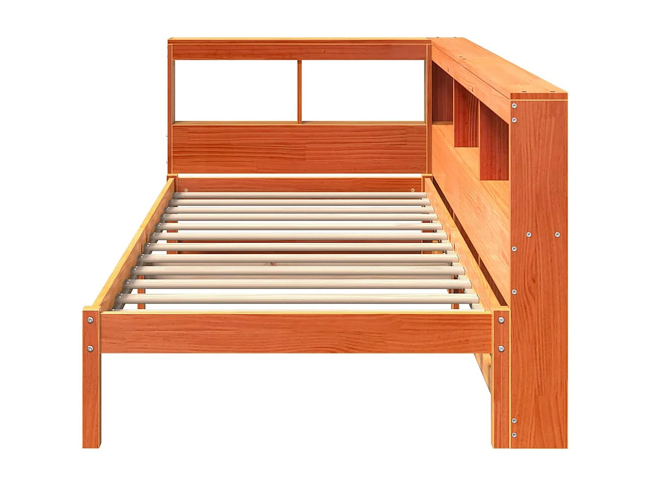 Cama con estantería sin colchón madera maciza marrón 90x190 cm