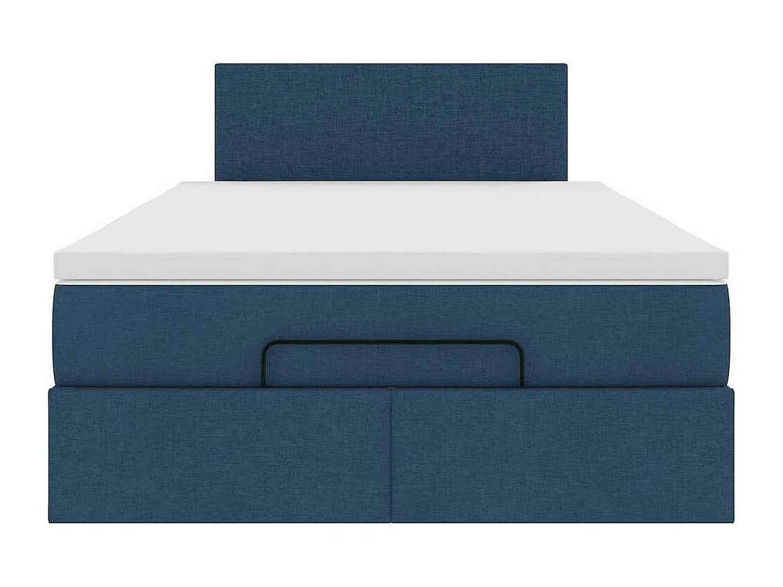 Cadre de lit ottoman avec matelas bleu 120x200 cm tissu