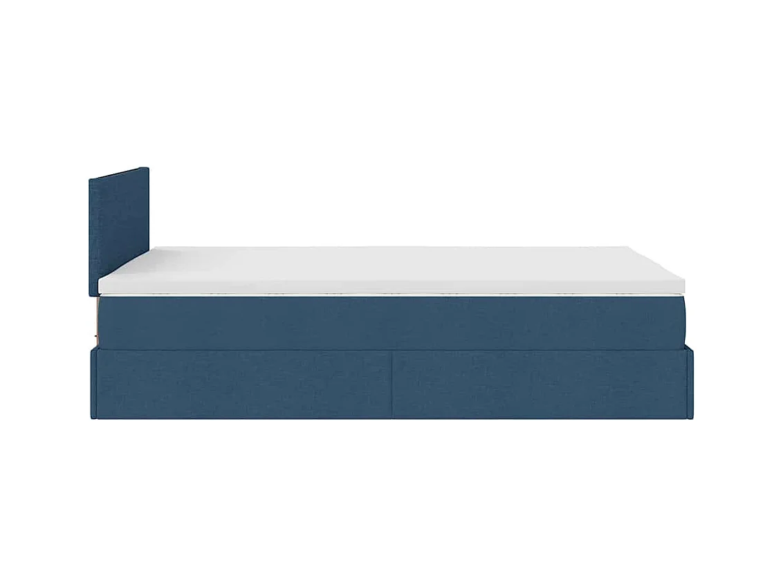 Estrutura de cama otomana com colchão 120x200 cm tecido azul