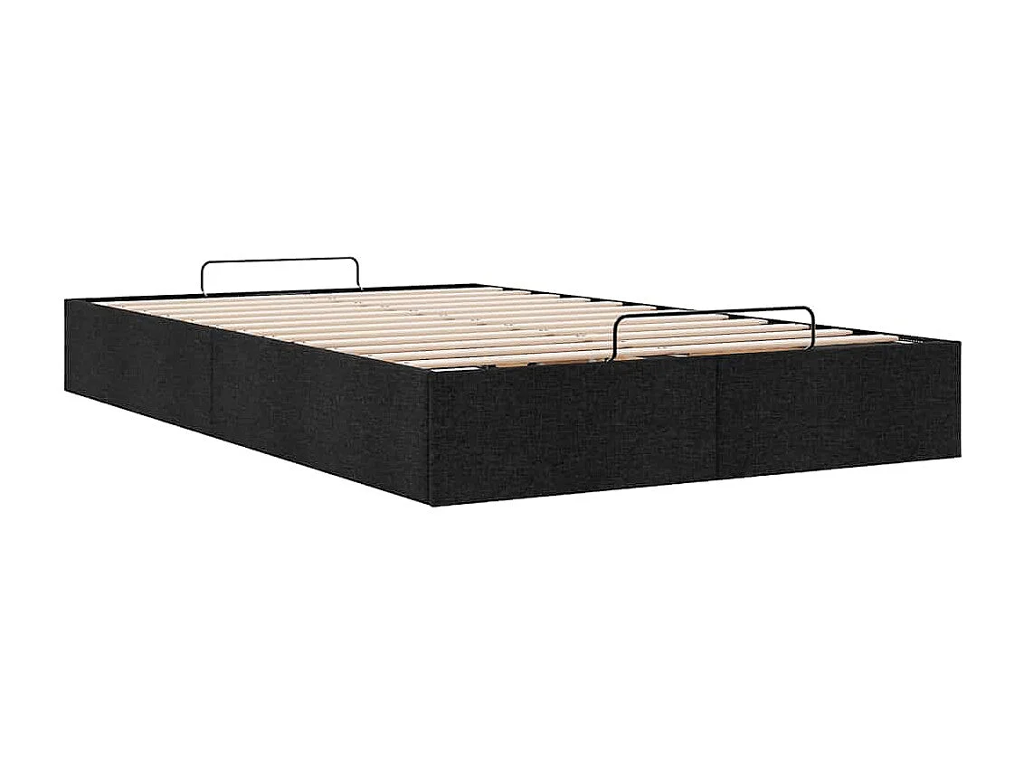 Cadre de lit ottoman sans matelas noir 120x190 cm tissu