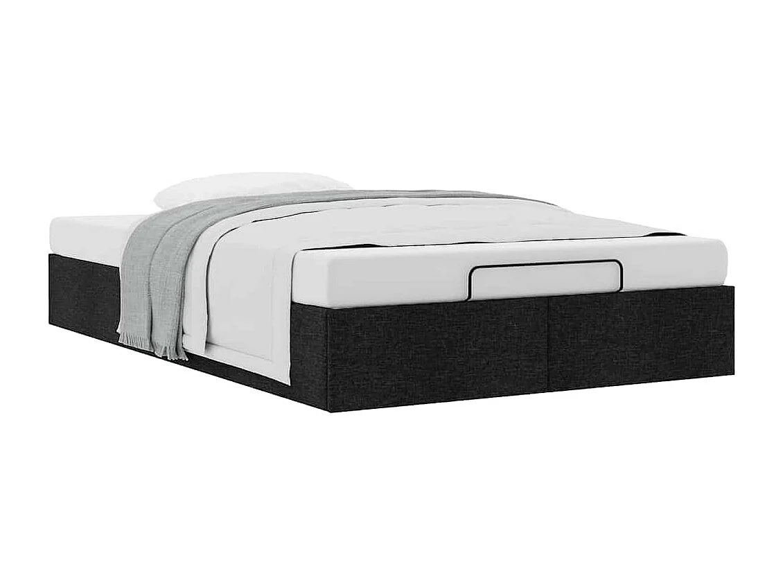 Cadre de lit ottoman sans matelas noir 120x190 cm tissu