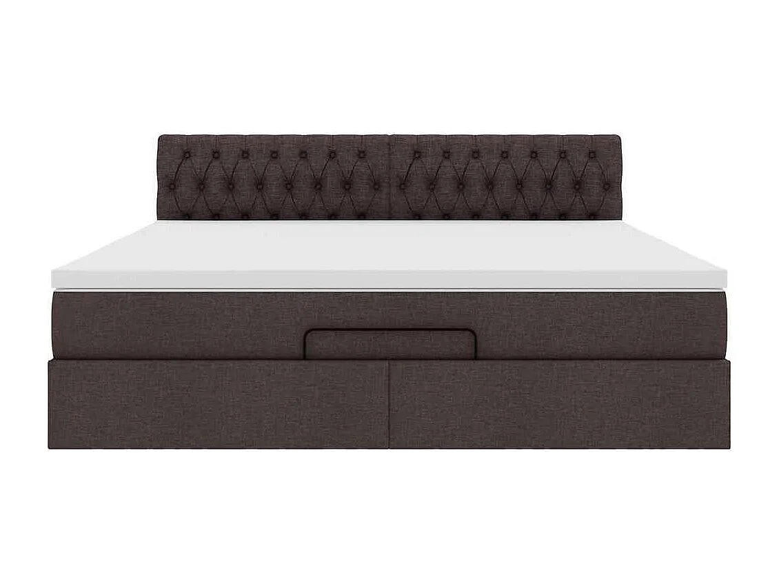 Cadre de lit ottoman avec matelas marron foncé 180x200 cm tissu