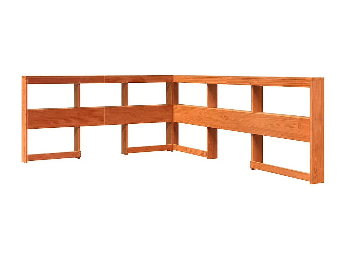 Lit bibliothèque sans matelas cire marron 135x190 cm pin massif