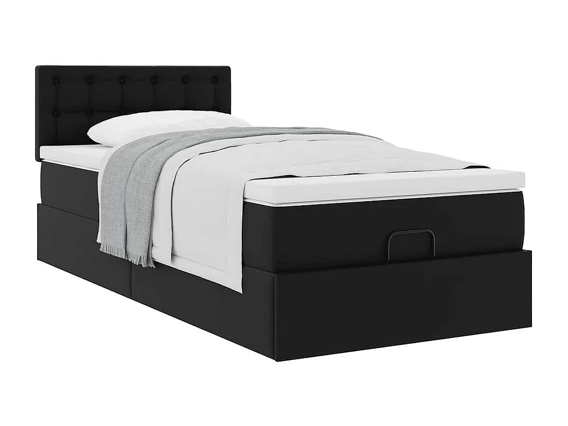 Ottomaanse bed met matras 80x200cm kunstleer zwart