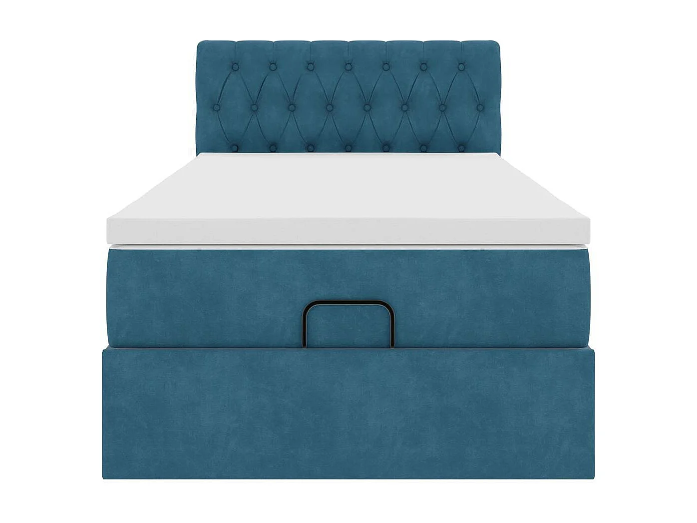 Cadre de lit ottoman avec matelas bleu foncé 90x190 cm velours