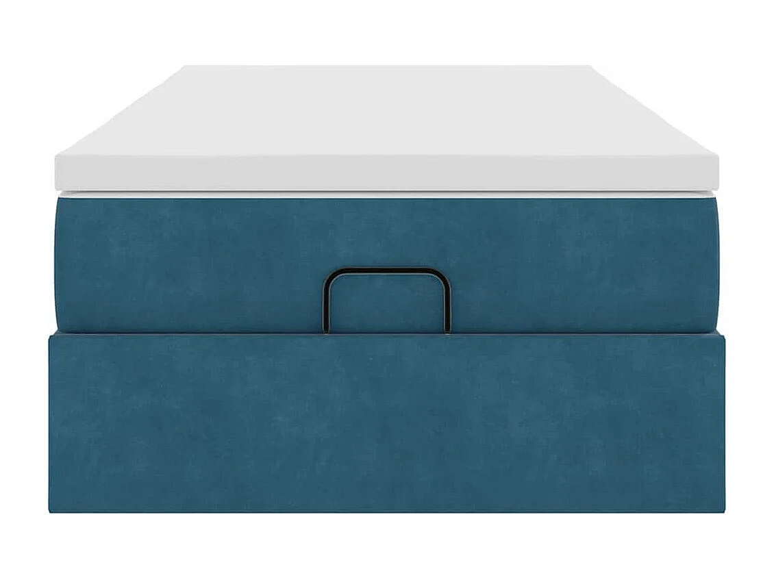 Cadre de lit ottoman avec matelas bleu foncé 90x190 cm velours