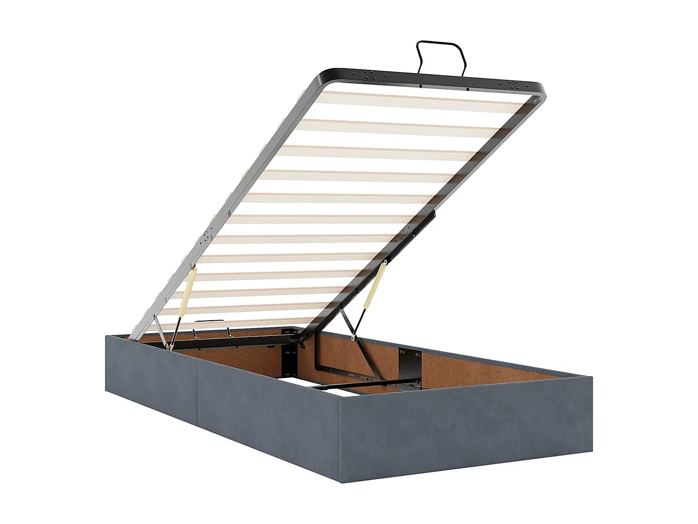 Estrutura cama otomana colchões 160x200 cm cinzento escuro