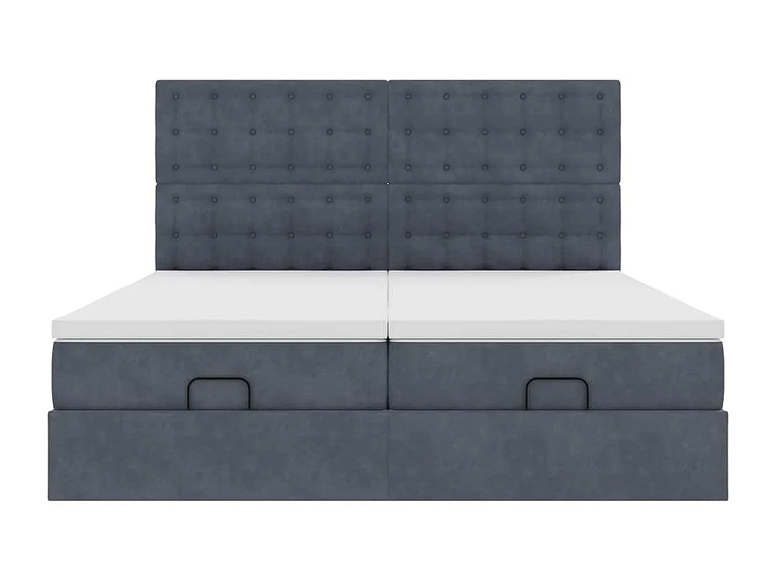 Estructura cama otomana colchones terciopelo gris oscuro