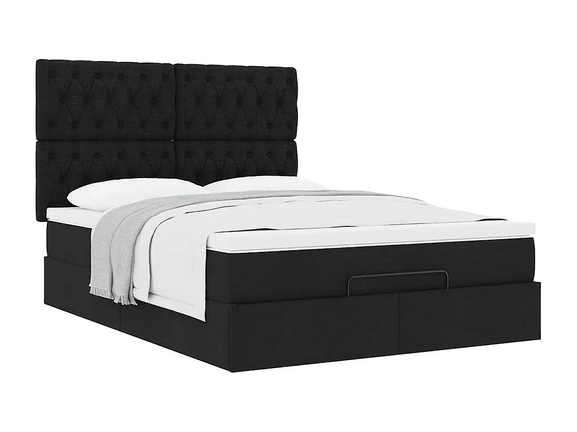 Ottoman bed met matras 140x200cm stof zwart
