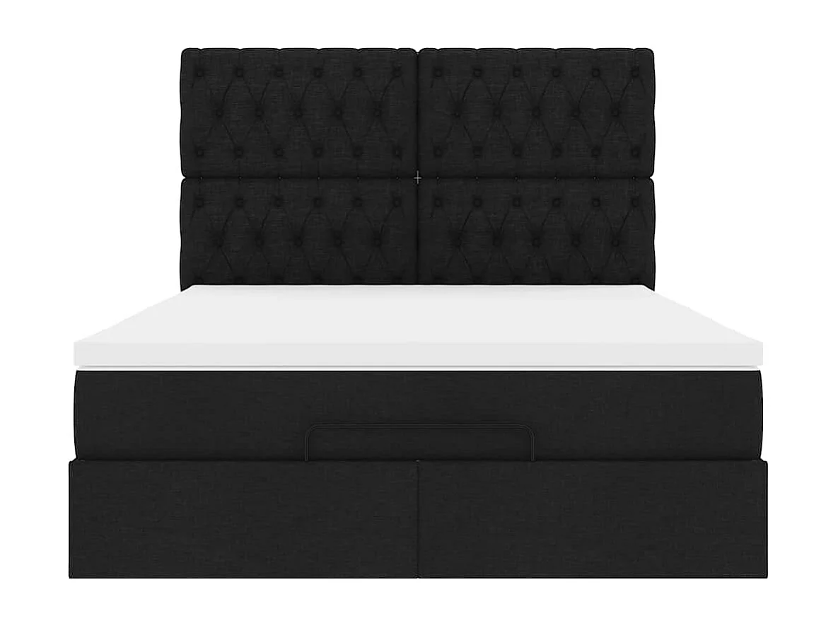 Ottoman bed met matras 140x200cm stof zwart