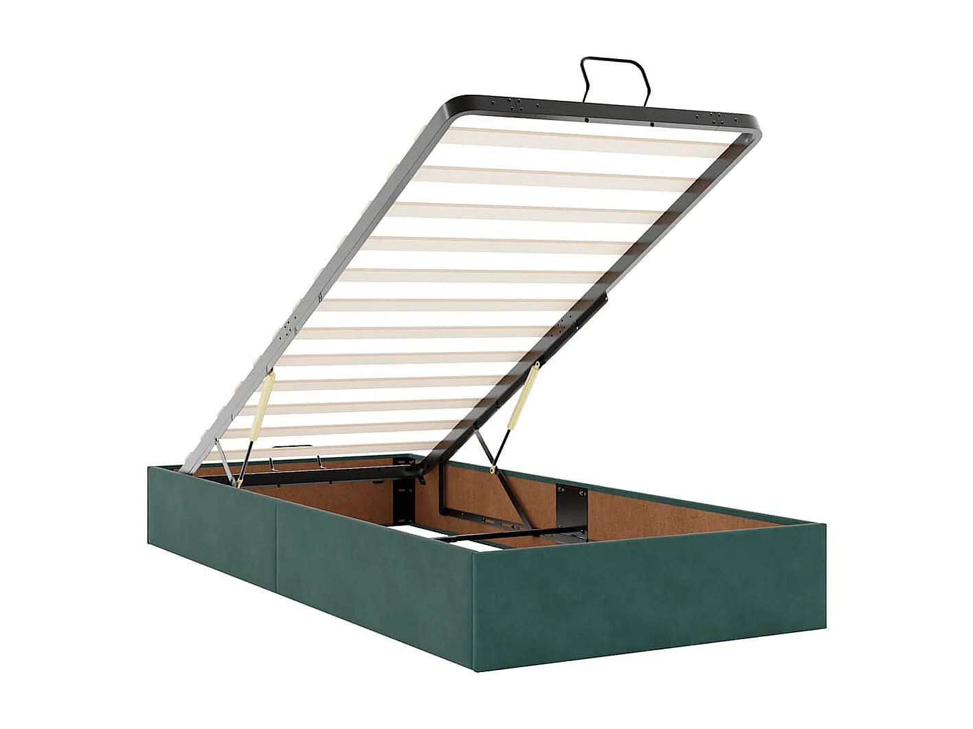 Cadre de lit ottoman sans matelas vert foncé 90x190 cm velours