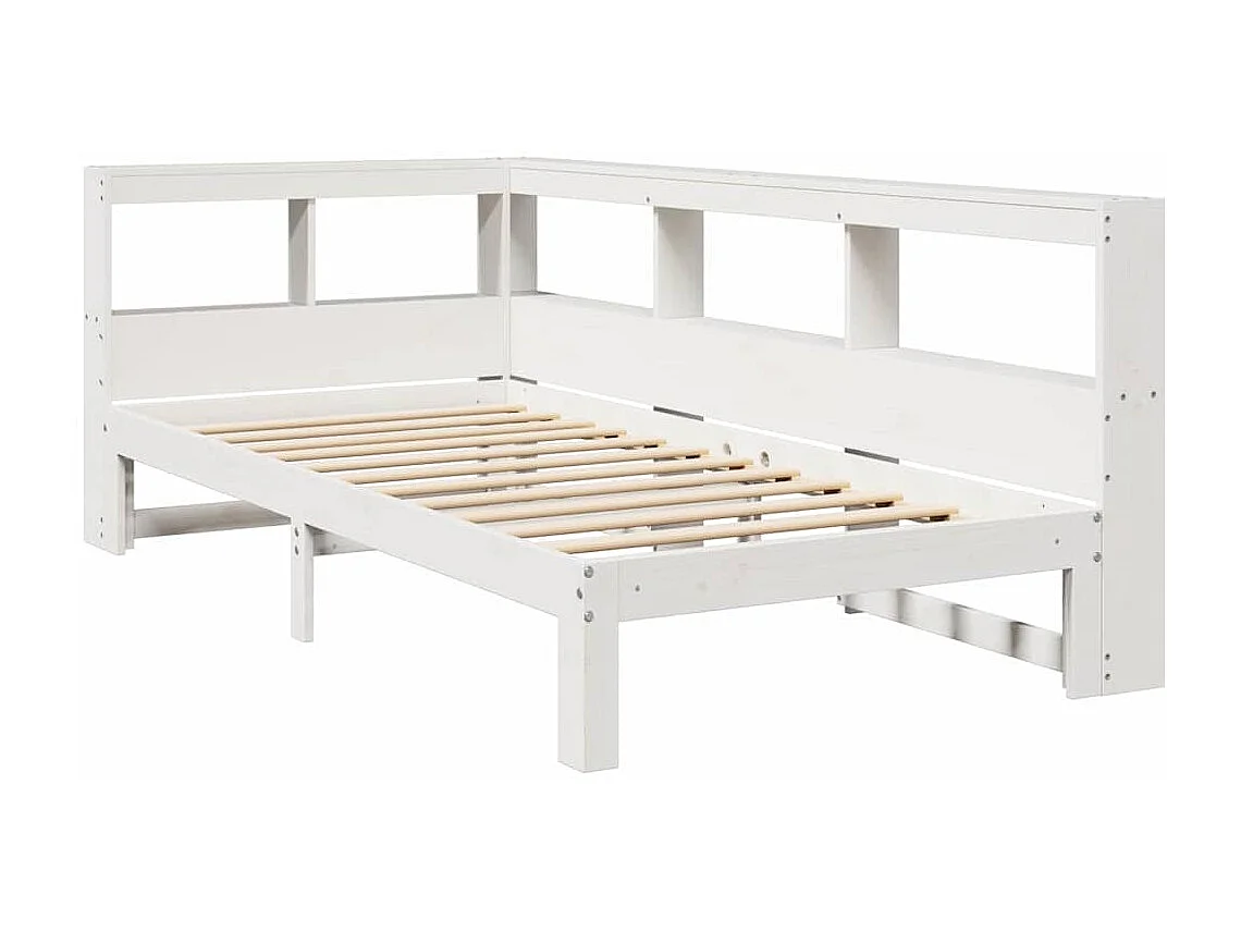 Lit bibliothèque sans matelas blanc 75x190cm bois de pin massif
