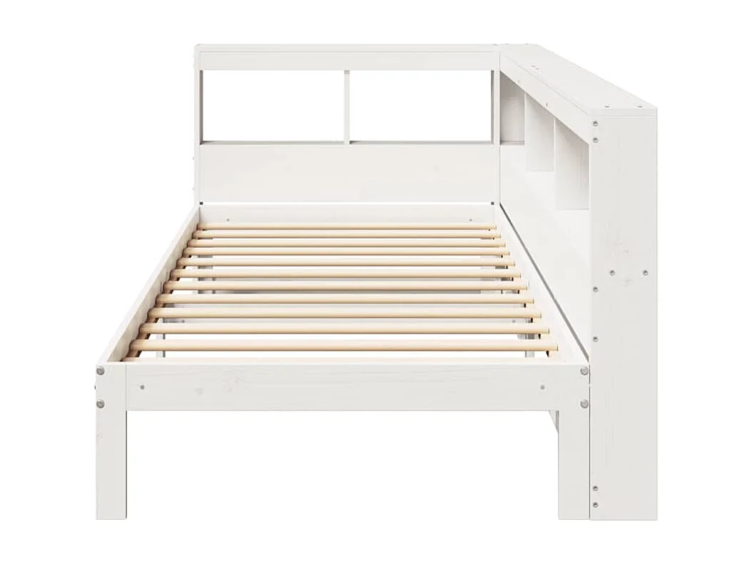 Lit bibliothèque sans matelas blanc 75x190cm bois de pin massif