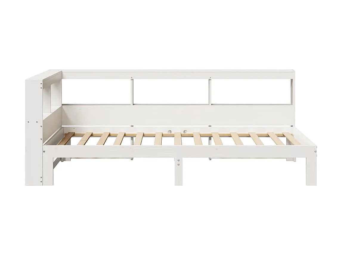Lit bibliothèque sans matelas blanc 75x190cm bois de pin massif