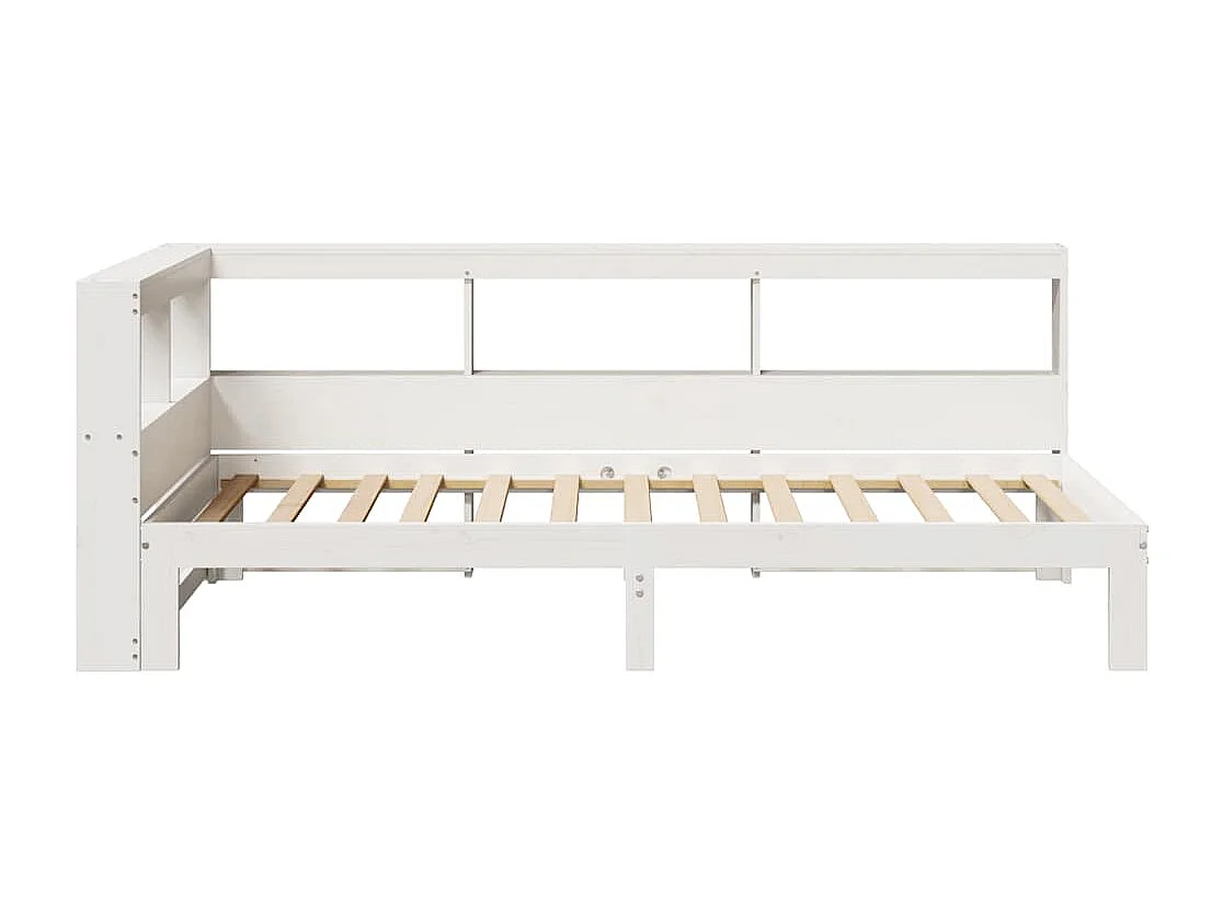 Lit bibliothèque sans matelas blanc 75x190cm bois de pin massif
