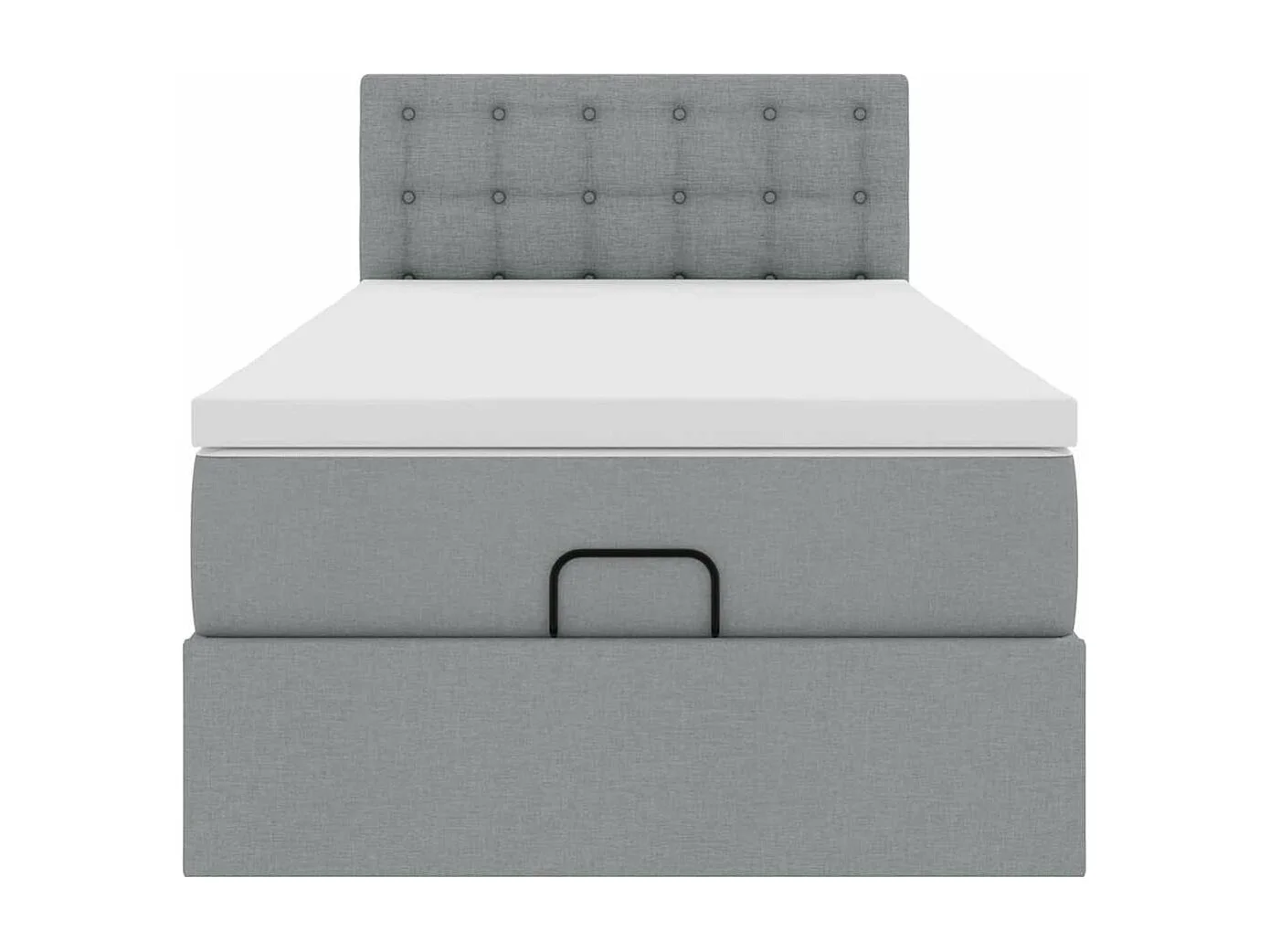 Cadre de lit ottoman et matelas gris clair 100x200 cm tissu