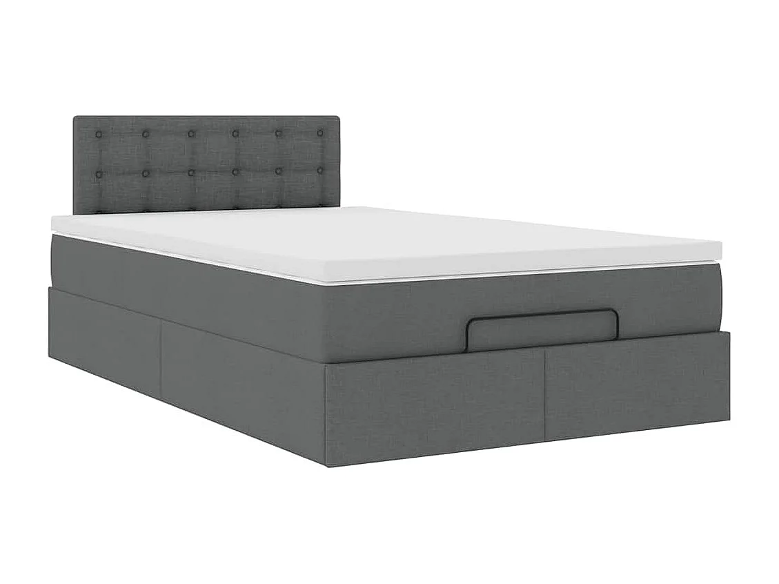 Cadre de lit ottoman avec matelas gris foncé 120x200cm tissu