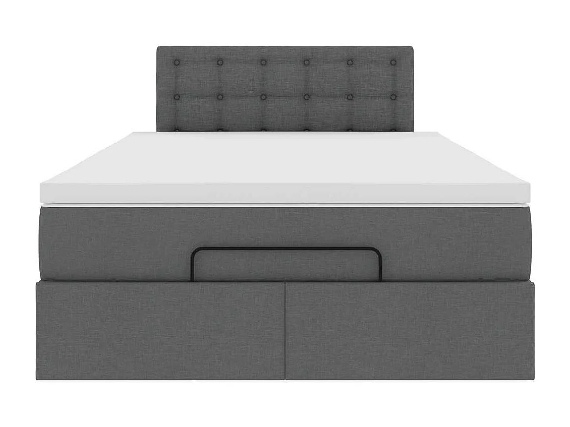 Cadre de lit ottoman avec matelas gris foncé 120x200cm tissu