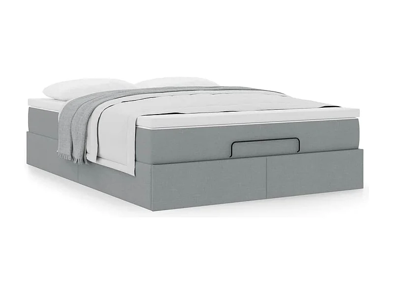 Ottoman bed met matras 140x200cm stof lichtgrijs