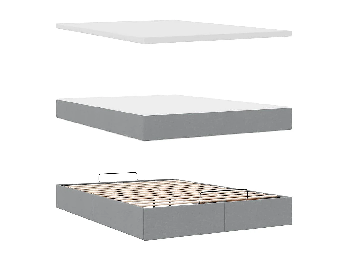 Ottoman bed met matras 140x200cm stof lichtgrijs