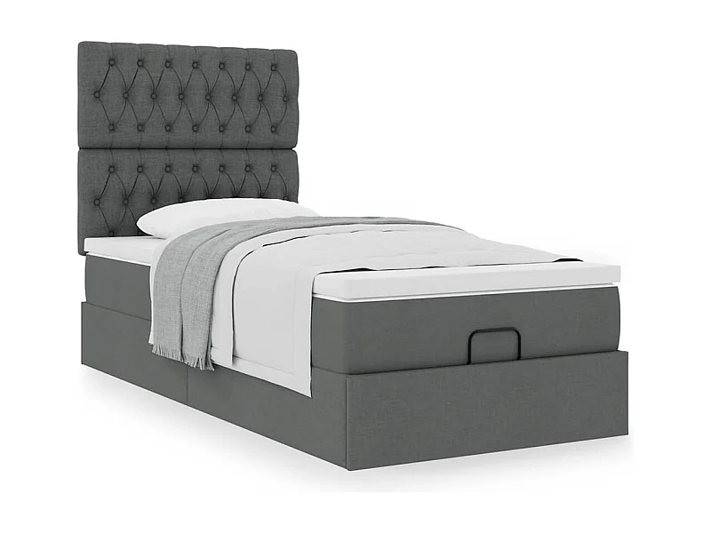 Estructura cama otomana colchón tela gris oscuro 90x190cm