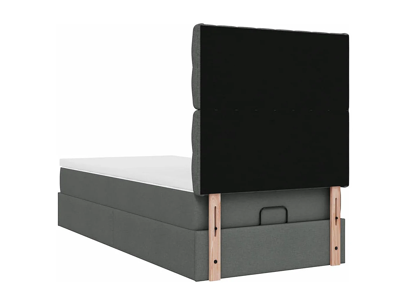 Estructura cama otomana colchón tela gris oscuro 90x190cm