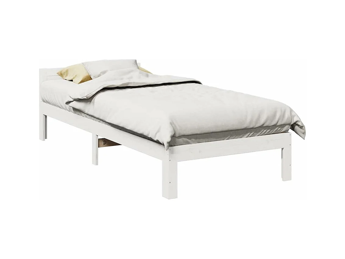 Cadre de lit sans matelas blanc 80x200 cm bois massif de pin
