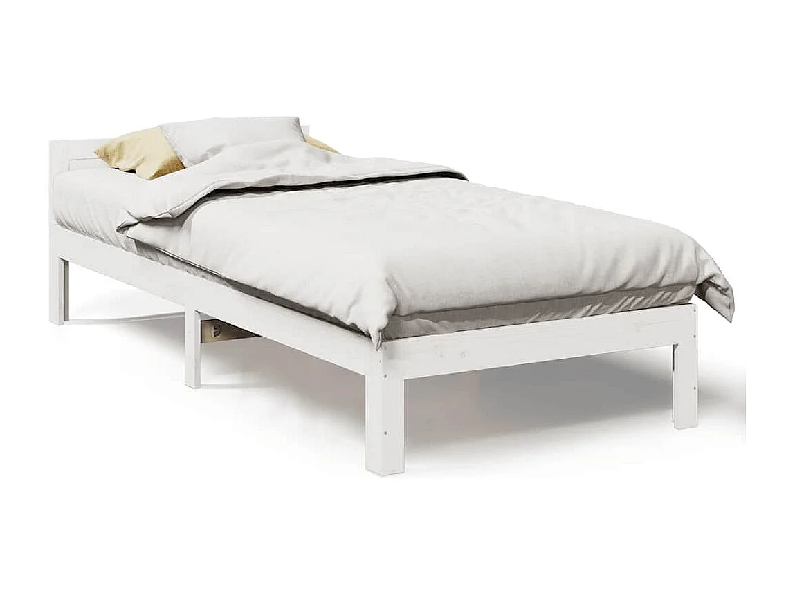 Estrutura de cama sem colchão 80x200 cm pinho maciço branco