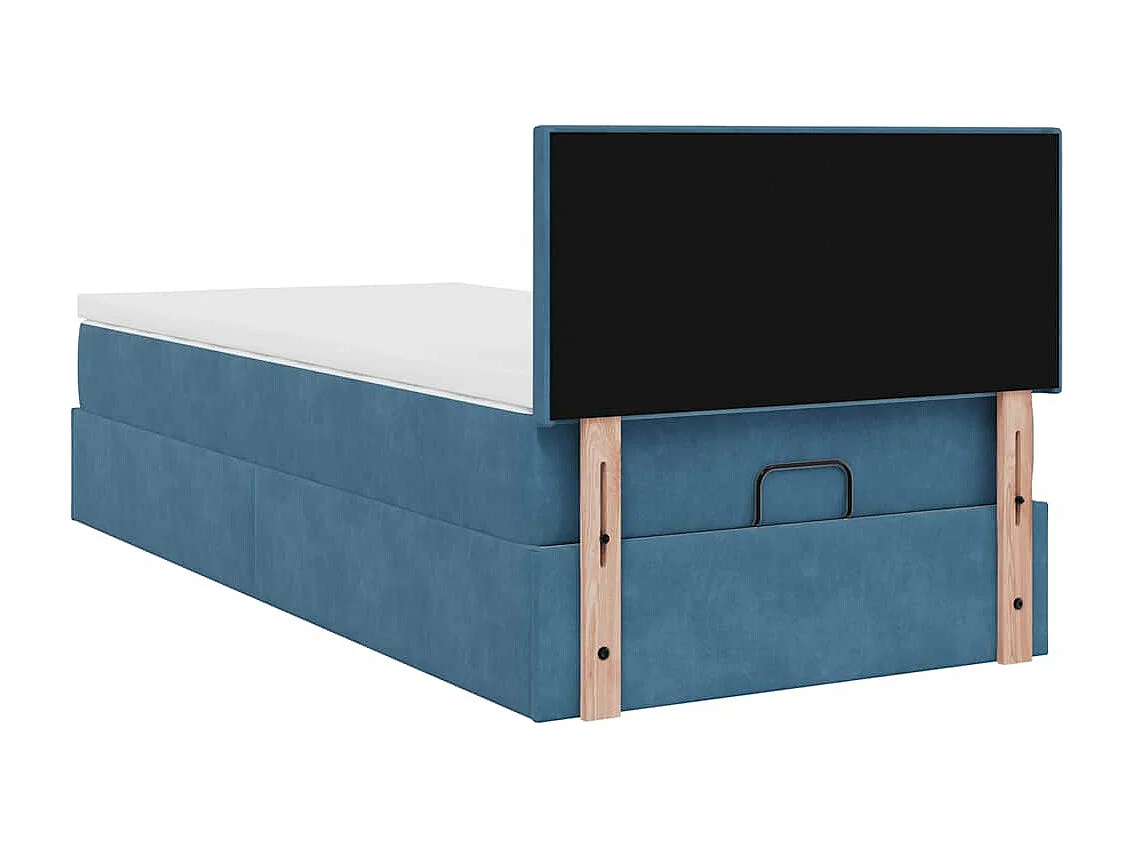 Cadre de lit ottoman avec matelas bleu foncé 90x190 cm velours