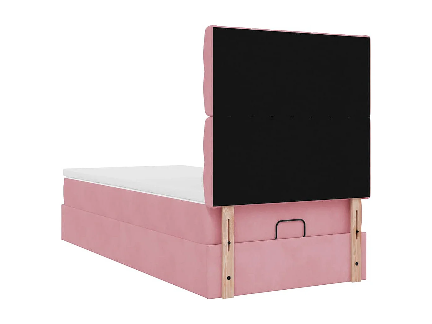 Cadre de lit ottoman avec matelas rose 80x200 cm velours
