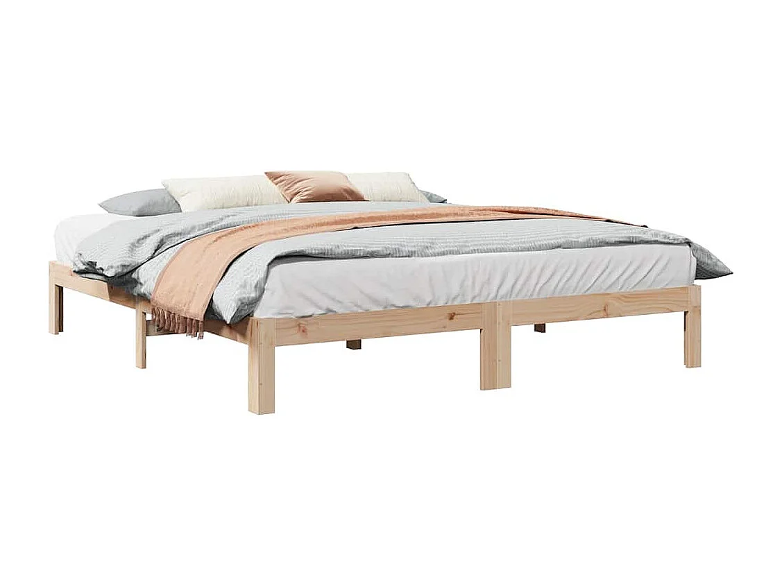 Estructura de cama sin colchón madera maciza de pino 180x200 cm