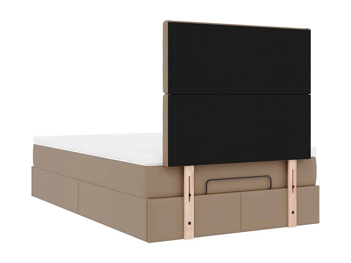 Cadre de lit ottoman et matelas cappuccino 120x190cm similicuir