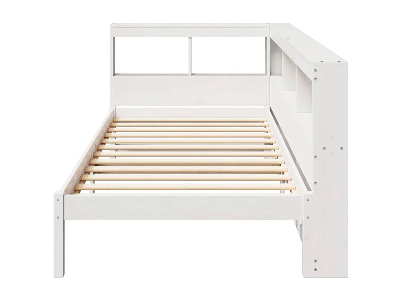 Lit bibliothèque sans matelas blanc 90x200cm bois de pin massif