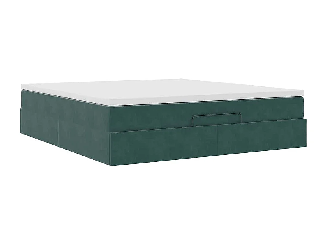 Ottoman bed met matras 160x200cm fluweel donkergroen