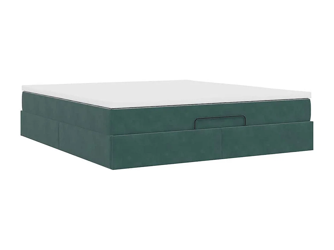 Ottoman bed met matras 160x200cm fluweel donkergroen
