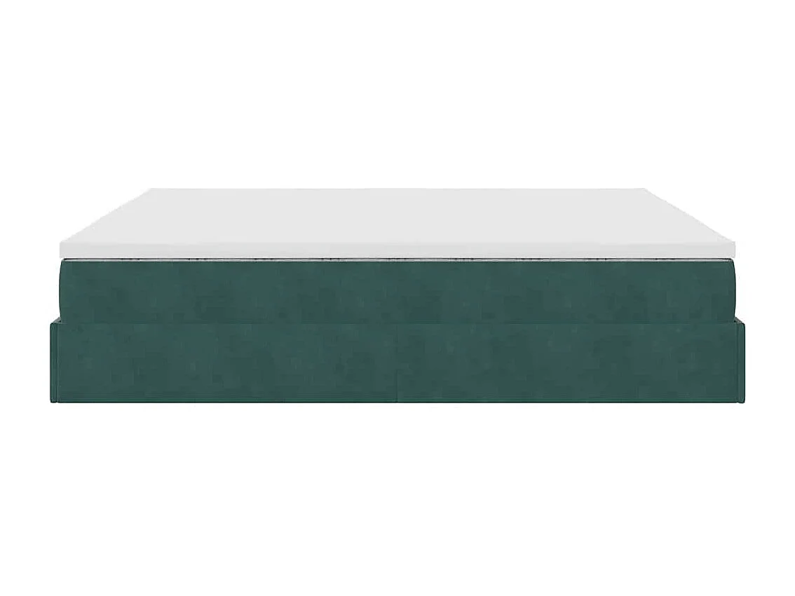 Cadre de lit ottoman avec matelas vert foncé 160x200 cm velours