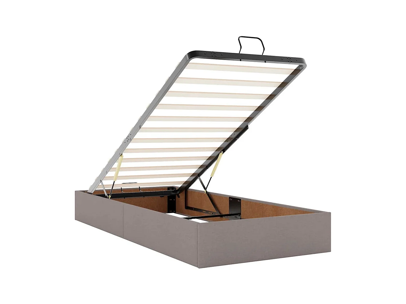 Cadre de lit ottoman avec matelas taupe 200x200cm tissu