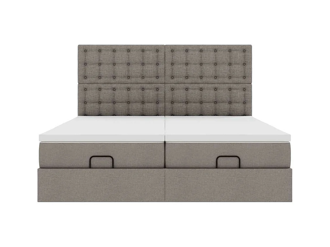Cadre de lit ottoman avec matelas taupe 200x200cm tissu