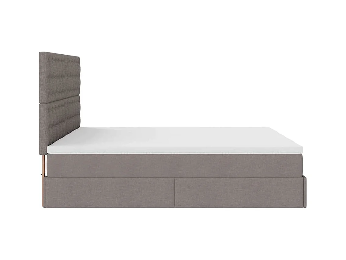 Cadre de lit ottoman avec matelas taupe 200x200cm tissu