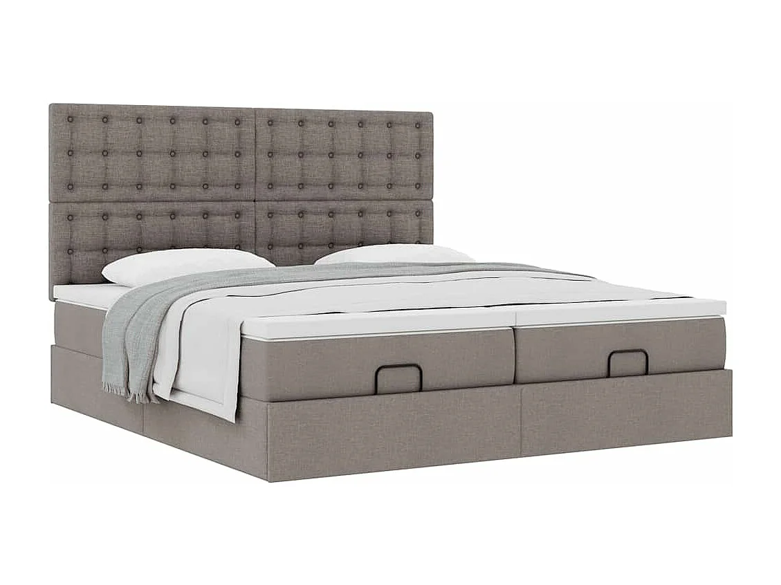 Cadre de lit ottoman avec matelas taupe 200x200cm tissu