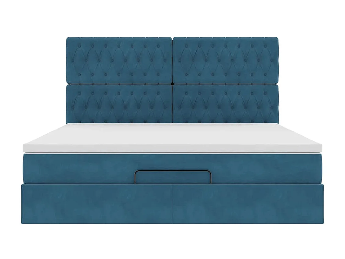 Cadre de lit ottoman avec matelas bleu foncé 180x200 cm velours