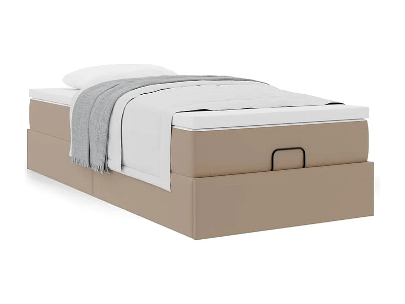 Cadre de lit ottoman et matelas cappuccino 90x200 cm similicuir