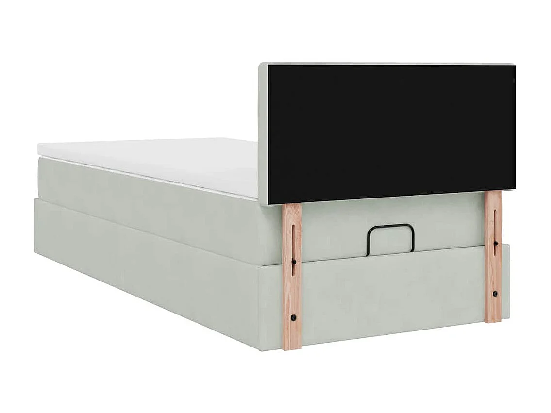 Cadre de lit ottoman avec matelas gris clair 80x200 cm velours