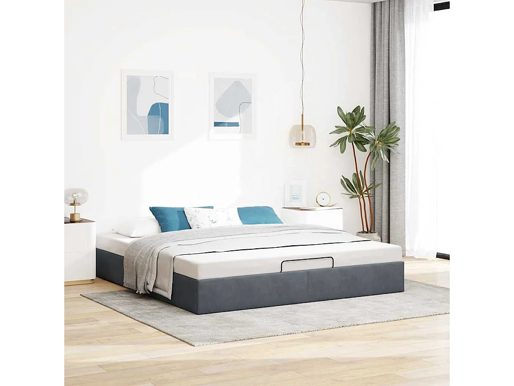Ottoman bedframe zonder matras 180x200 cm fluweel donkergrijs