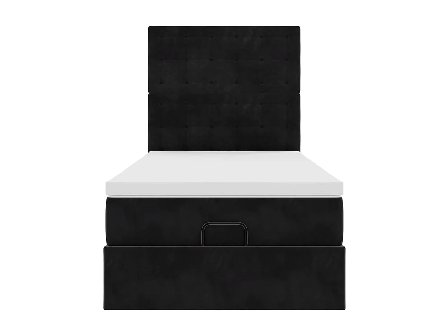 Cadre de lit ottoman avec matelas noir 90x200 cm velours