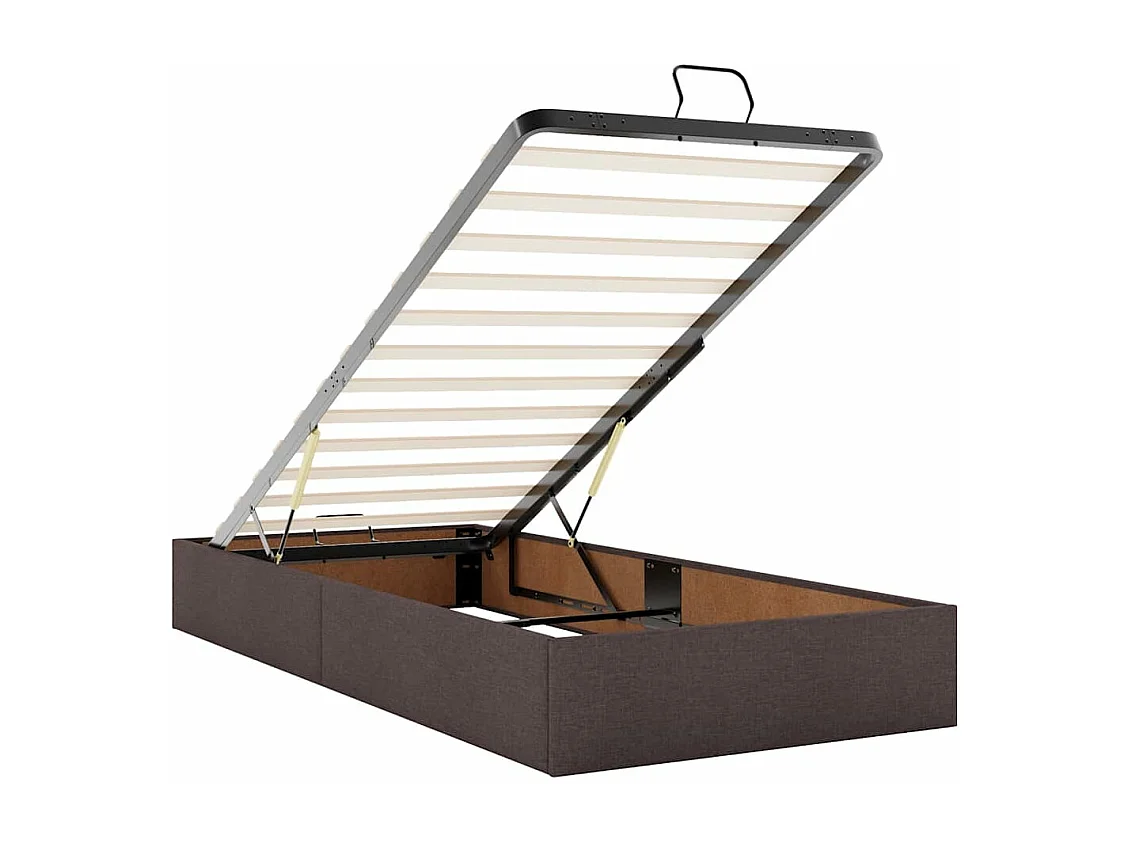 Estructura cama otomana colchones tela marrón oscuro 160x200 cm