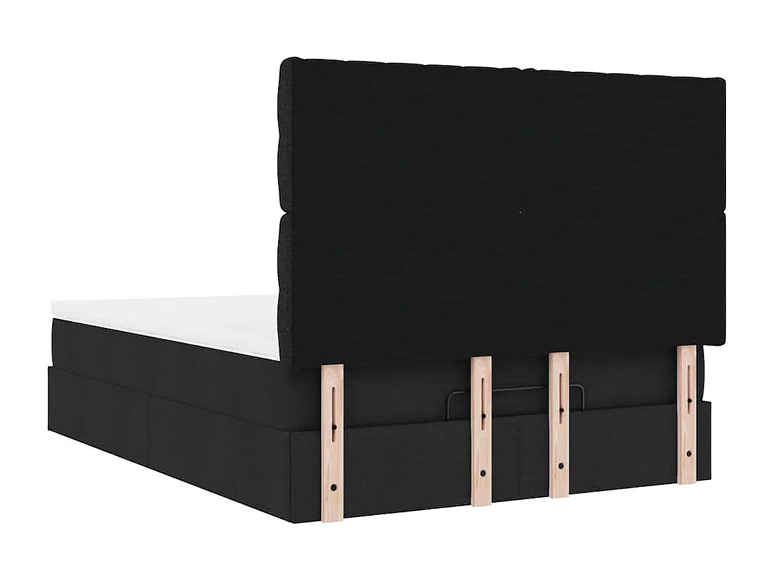 Cadre de lit ottoman avec matelas noir 140x200 cm tissu