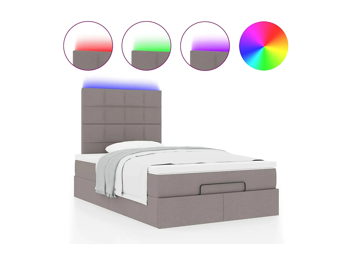 Cadre de lit ottoman avec matelas taupe 120x200 cm tissu