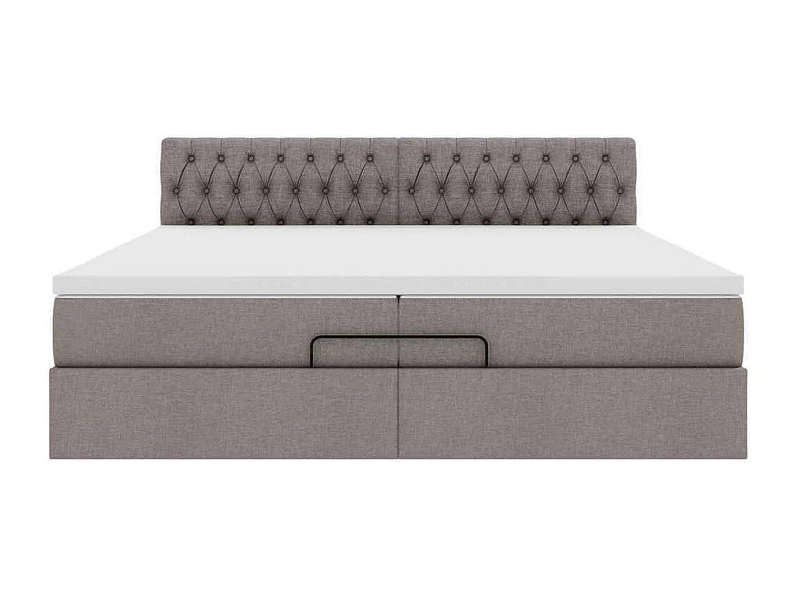 Cadre de lit ottoman avec matelas taupe 200x200 cm tissu